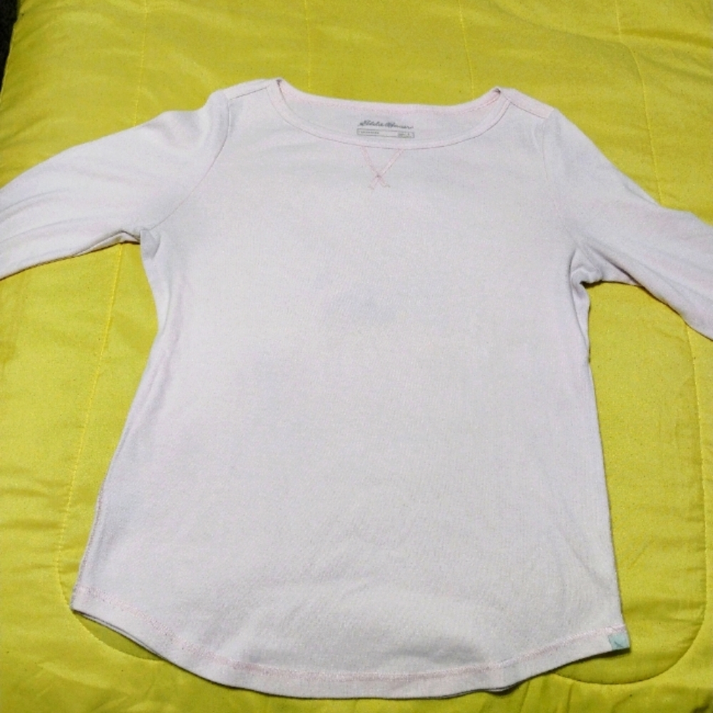 Lite Pastel Pink Women's Eddie Bauer Long Sleeve Large Crew Neck Blouse